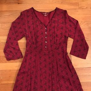 NWOT April Cornell Rayon Burgundy Floral Button Dress XXS